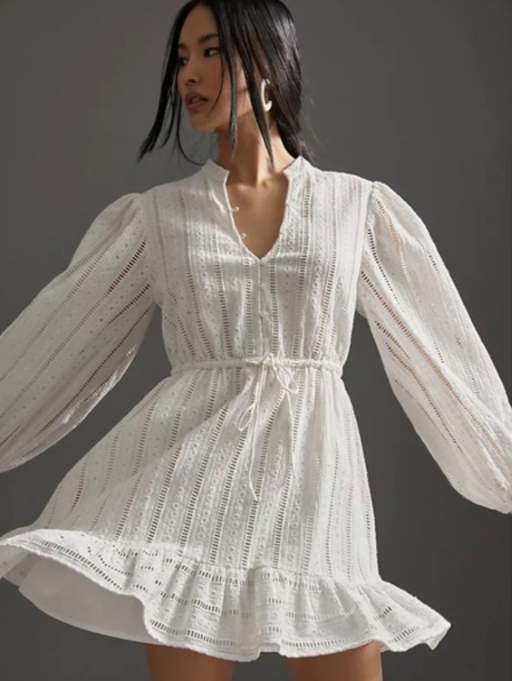 Anthropologie Forever That Girl dress Medium M White Eyelet Mini cotton Fairy